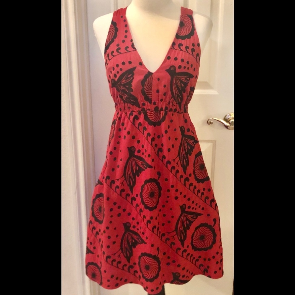 Anthropologie red dress by La La Lame’